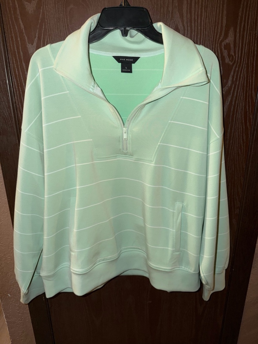 Rae Mode Butter Soft Stripe Half Zip Pullover Mint